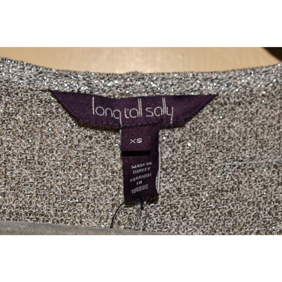 LONG TALL SALLY NEW $75 Silver Sparkle Waterfall Jersey Cardigan Lightweight XS - Picture 3 of 3